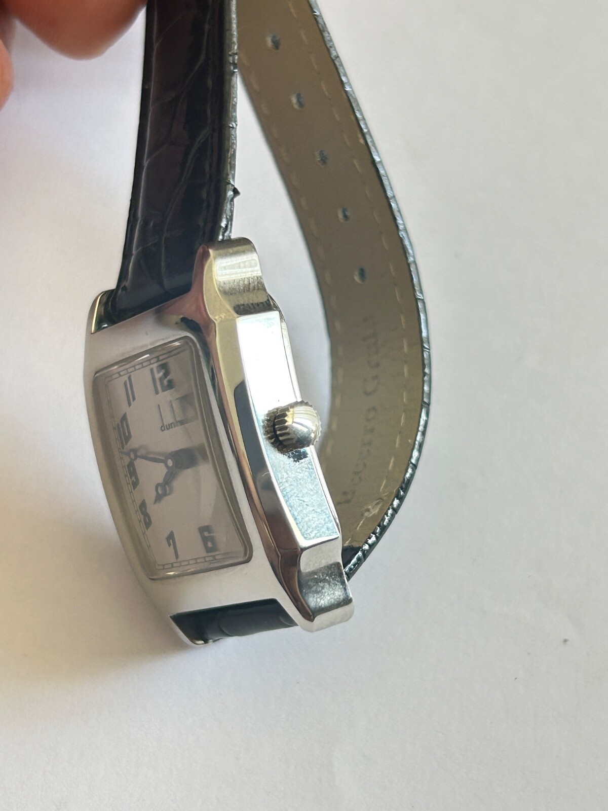 Vintage NOS DUNHILL Men’s Rectangular Steel Wristwatch Manual ETA 28mm x 39mm