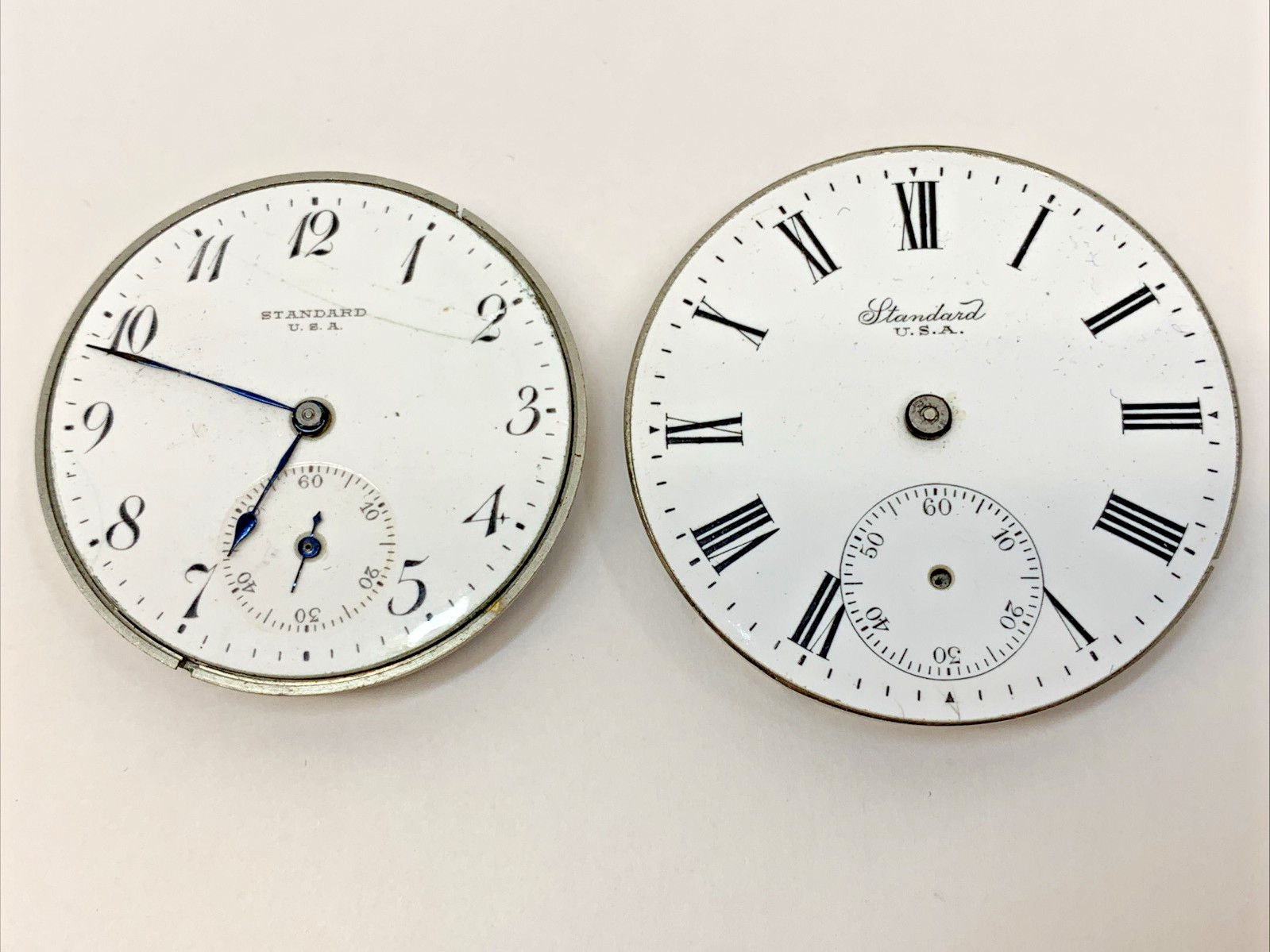 Vintage New York Standard 2 Pocket Watch Faces for Parts Repurpose Repair BROKEN