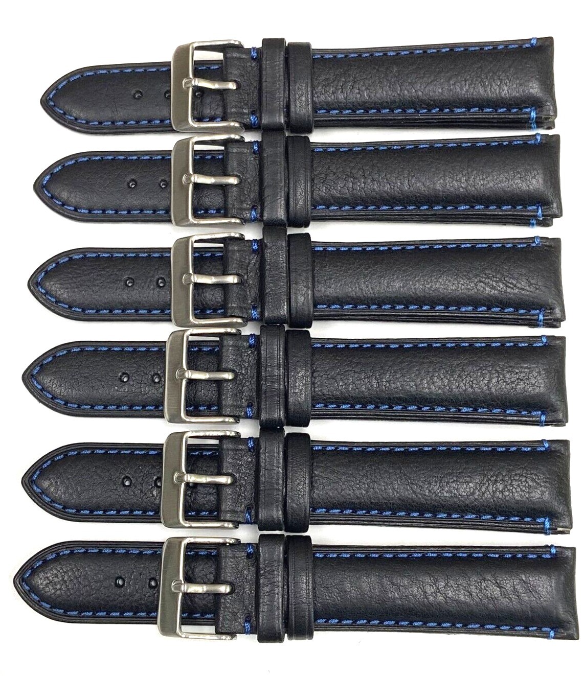 Excellent Quality, Watch Bands Genuine Leather Plain PADDED, Stitches Black 19MM