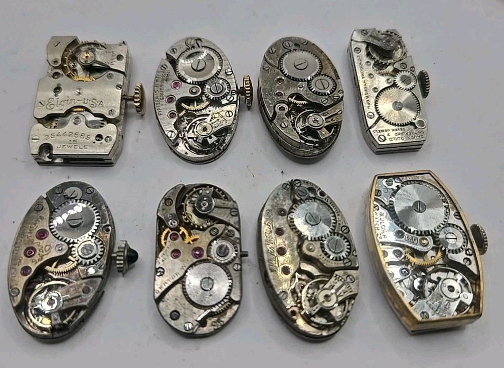 Lot Of 8 Art Deco Ladies Watch Movements Elgin Gruen Orator Bulova
