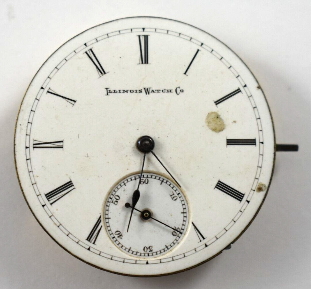 Vintage Illinois Grade 151 8s 7J Hunting Pocket Watch Movement lot.wc