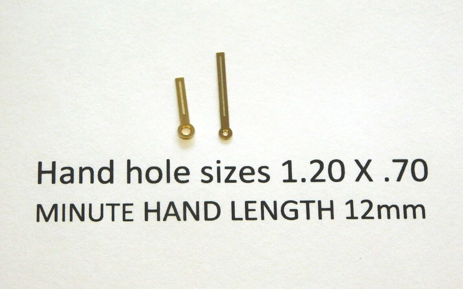 Skeleton baton watch hands GILT 1.20 x .70 or 1.50 x .90 Swiss x 1 pr FREE POST