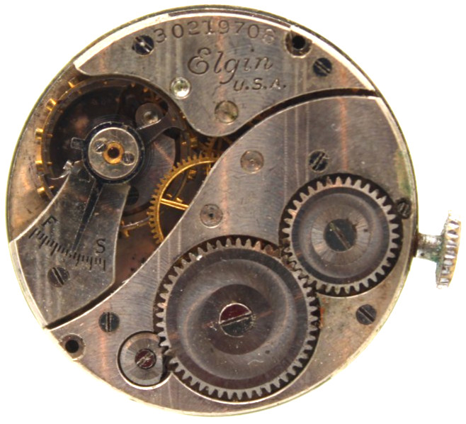 1928 ELGIN POCKET WATCH MOVEMENT 30219708 GRADE: 430 6/0s 7j OVERWOUND (LP3)