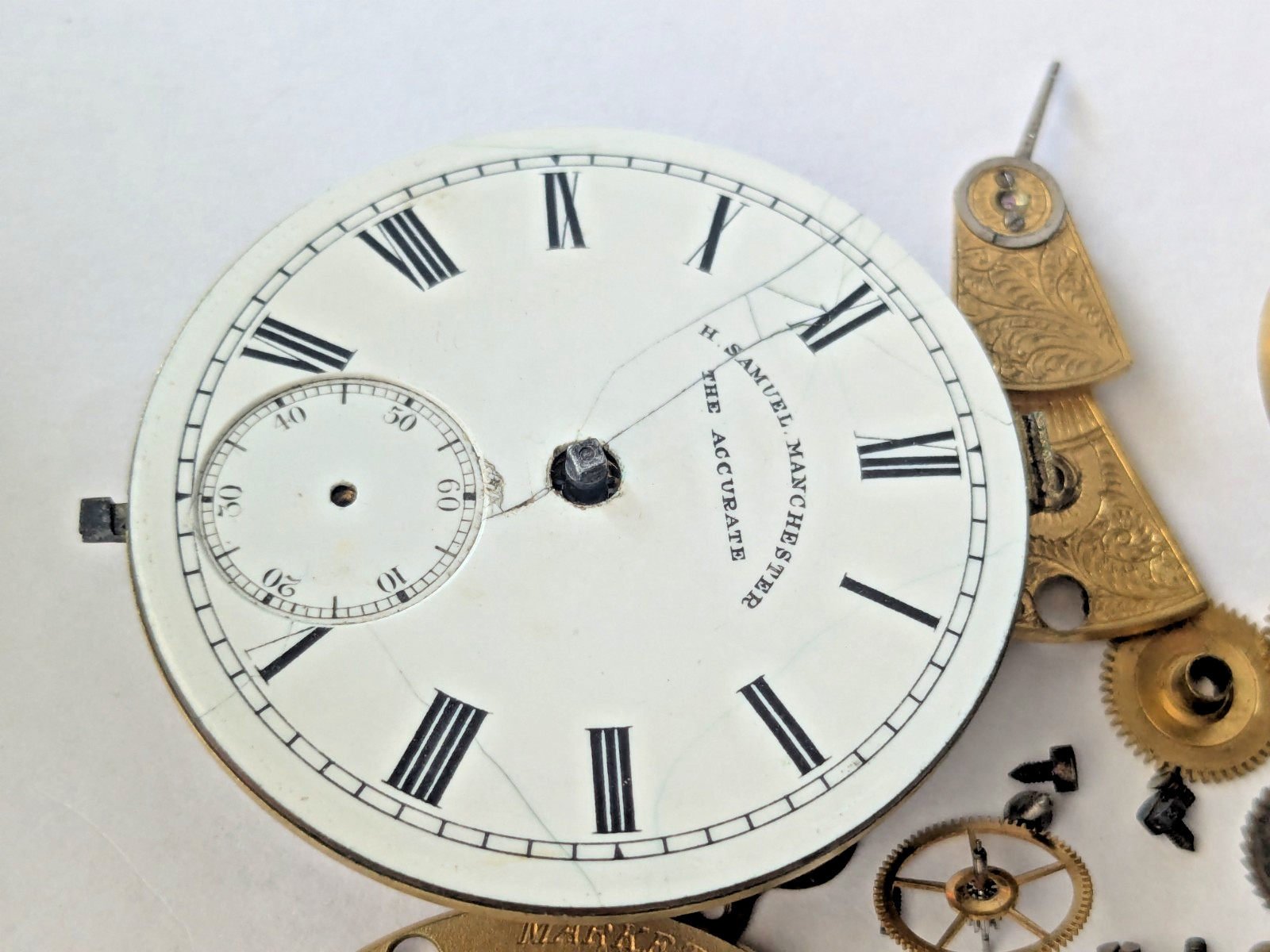4x Disassembled English Pocket Watch Movements Parts Lot (Samuel, Fattorini) el4