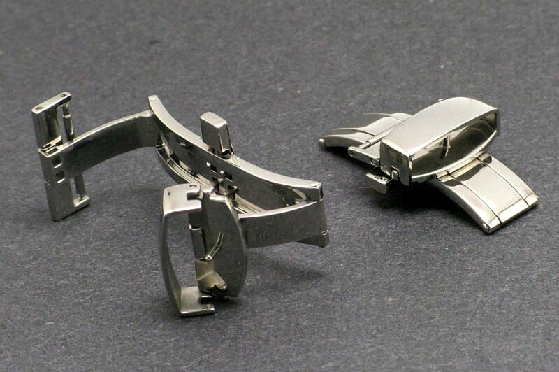 2Pcs 22mm Silver Deployment Deployant Watch Strap Clasp For Leather Watch Strap
