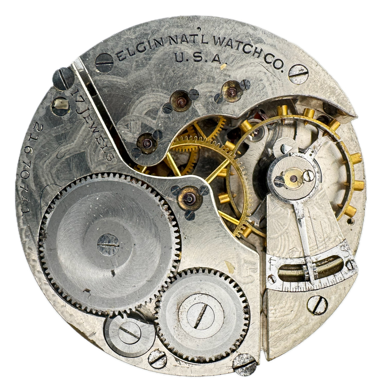 Antique 16s 1919 Elgin Double Sunk Mechanical Pocket Watch Movement 387 USA 17J