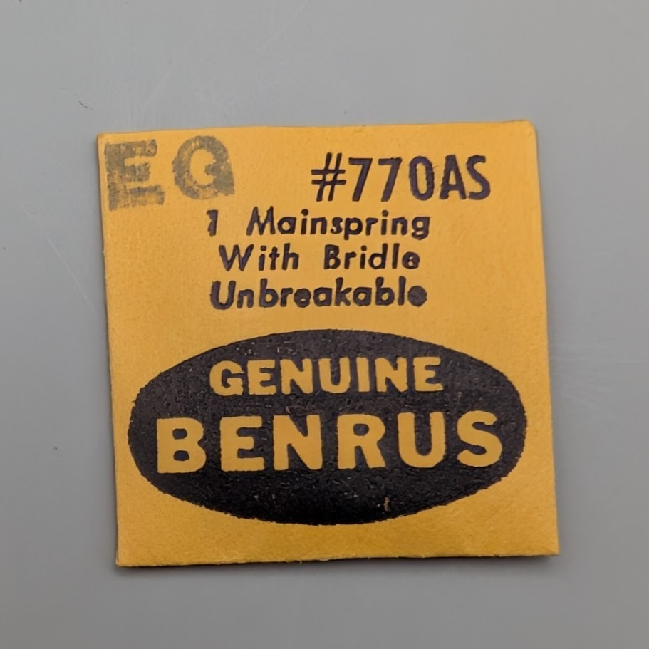 NOS Genuine Benrus EG 770AS Unbreakable Alloy Mainspring With Bridle