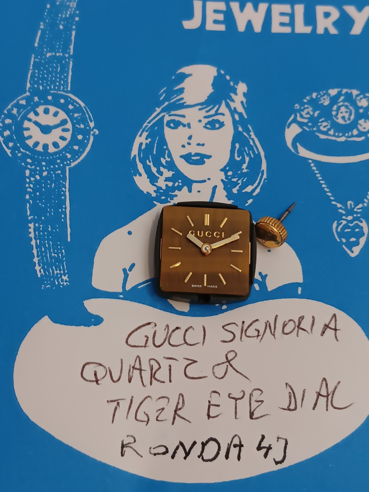 Gucci Signoria Quartz Movement, Tiger Eye Dial, Hands Included.
