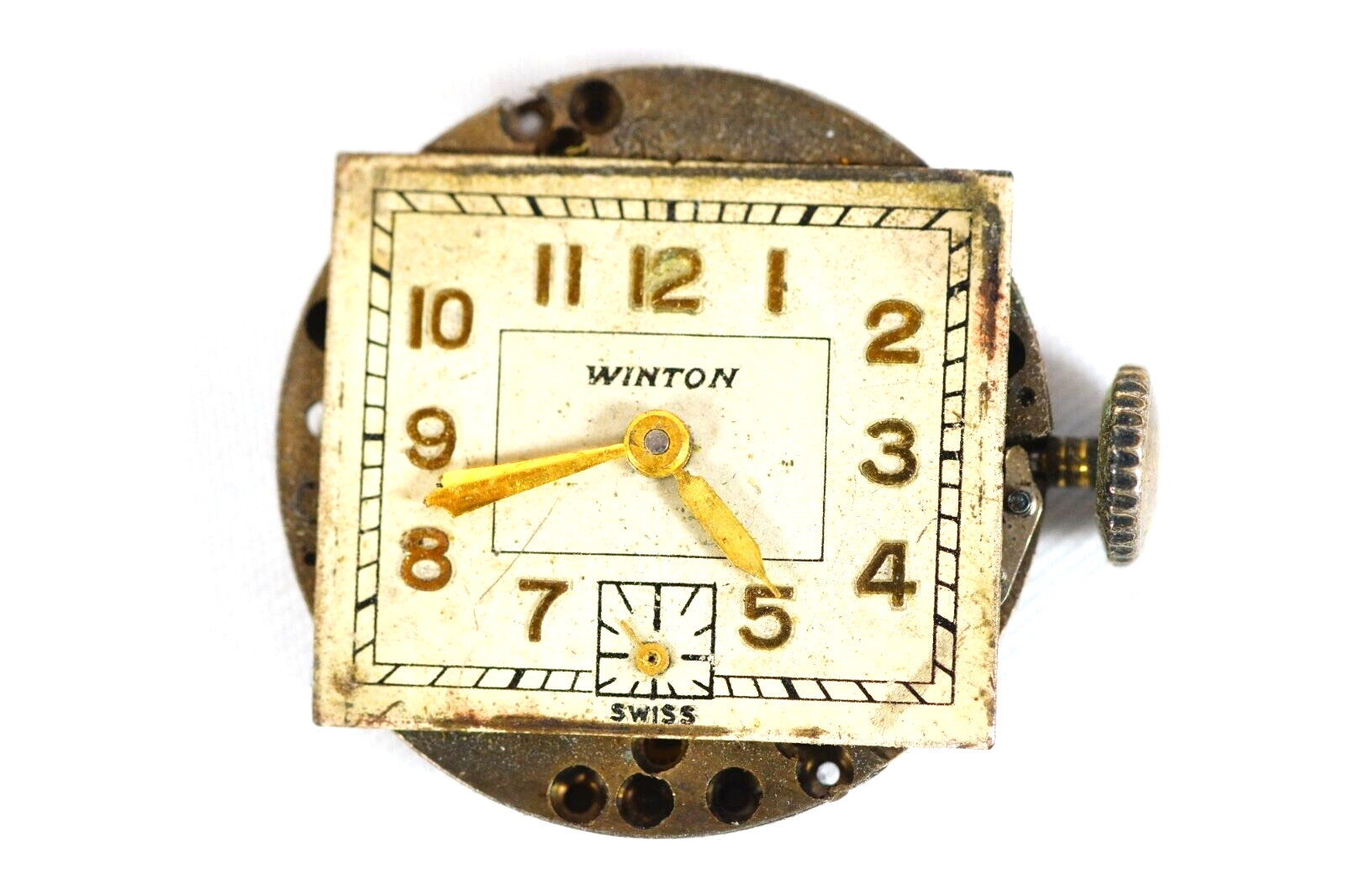 Winton Watch W16-8 Swiss 15 Jewels Movement & Dial Mechanical Wristwatch Parts