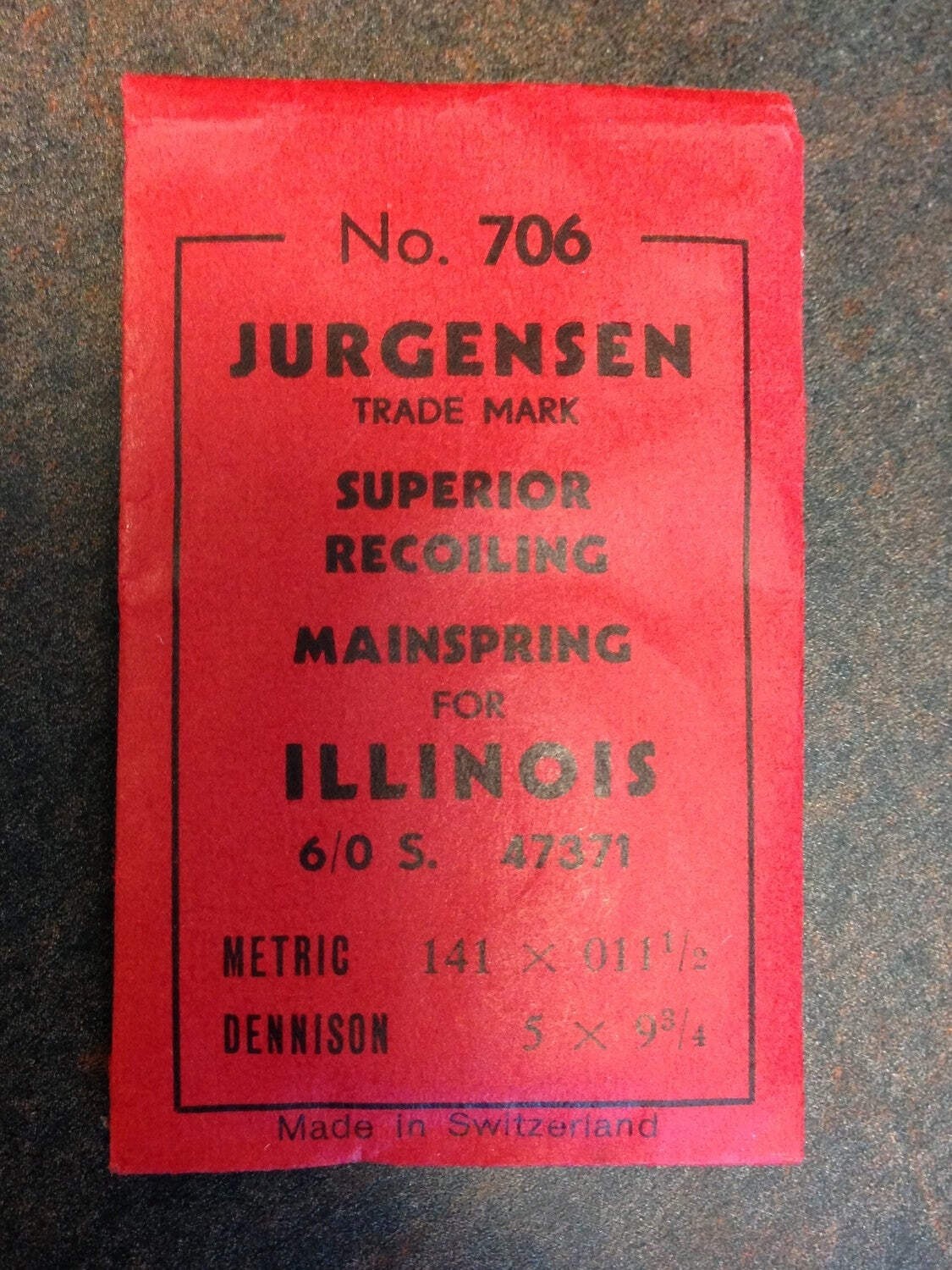 Jurgensen Mainspring #706 for Illinois 6/0s No. 47371 – Steel
