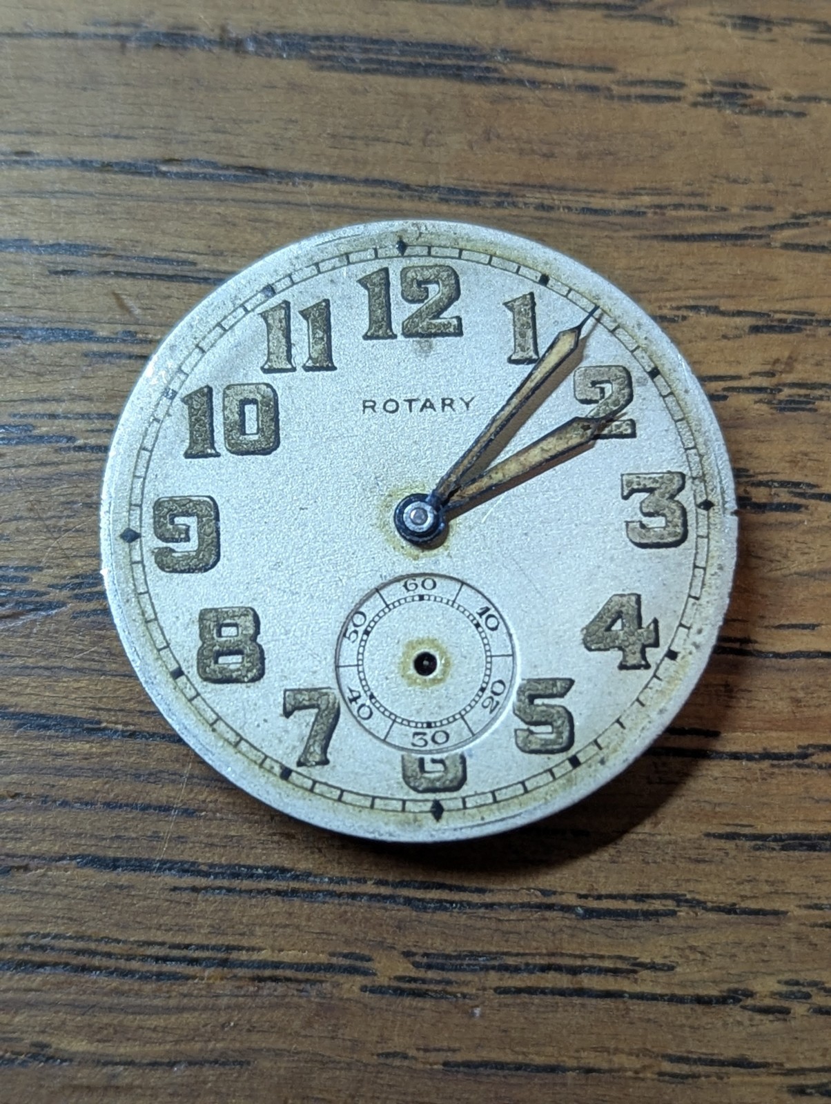 Rotary 0/440 Mens Military Style Watch Movement/Dial/Hands, Working #P862