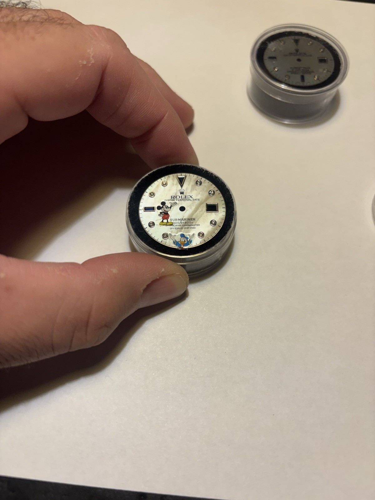 Rolex Sub Custom Mickey Donald MOP Diamond & Sapphire Marker Dial For Sub 16610