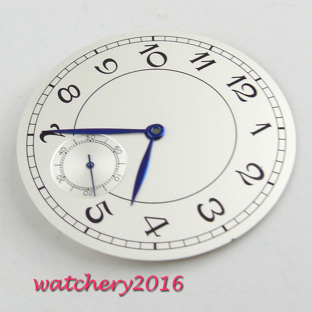 38.9mm White Dial Blue Hands Fit ETA 6498 ST Movement Watch dial + hands