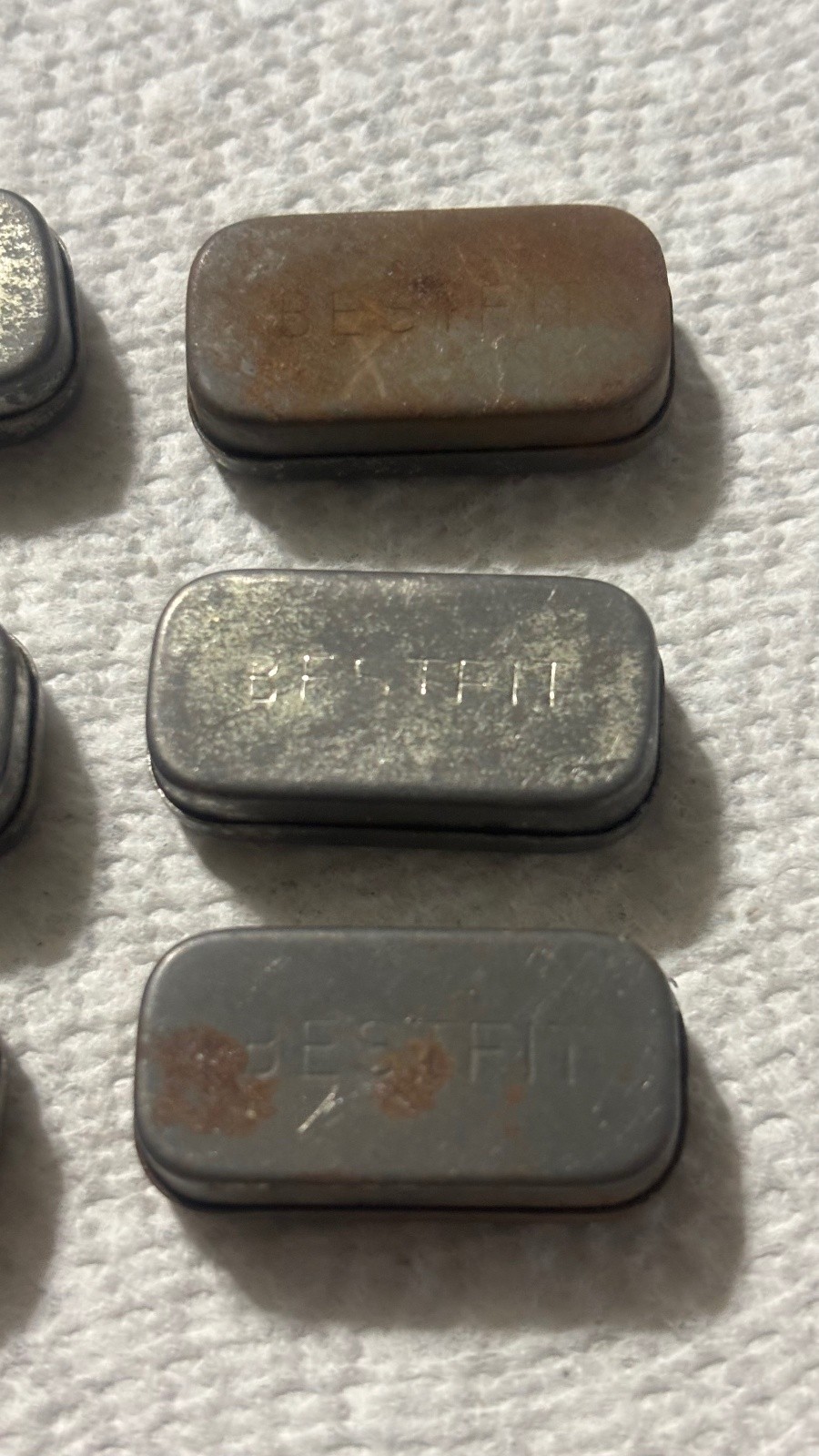 Lot of 6 BESTFIT Rectangular Watch Part Tins Vintage Hardware
