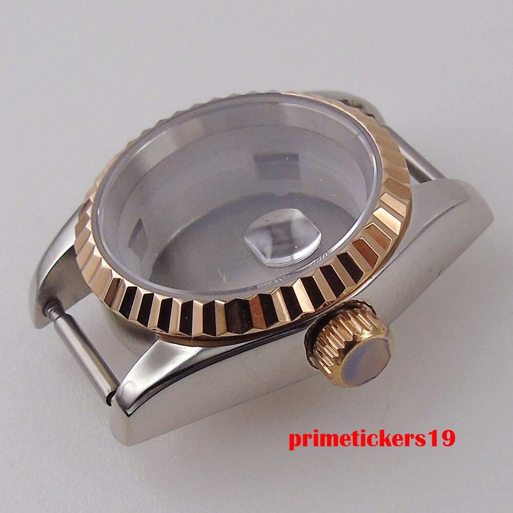 26mm Two Tone Watch Case for NH05 Lady Wristwatch Parts Rose Gold Bezel Sapphire