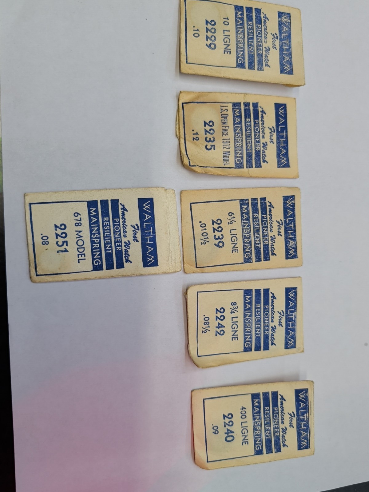 Lot Of 6 Waltham Main strings. # S 2229,2235,2239,2242,2240,2251.