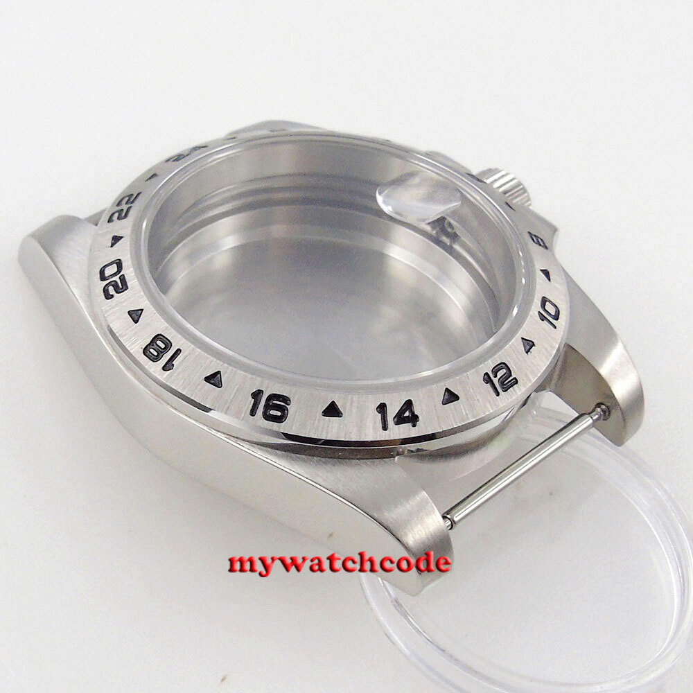 39mm Fixed 24 Hours Bezel Sapphire Glass Watch Case Fit NH35A NH34A 2824 PT5000