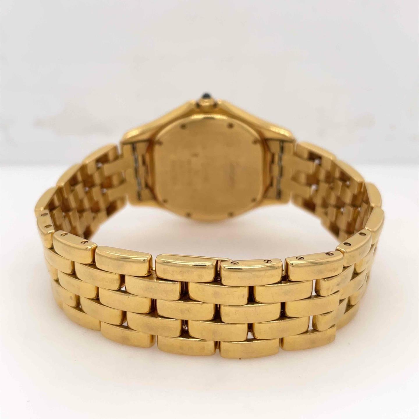 Cartier Cougar Quartz 32mm 18k Yellow Gold Silver Roman Dial Ladies Watch 887904