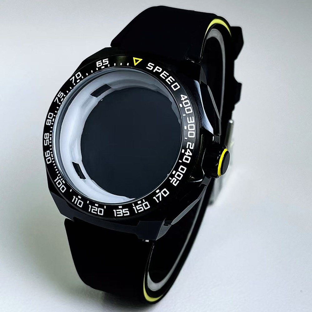 42mm Black Stainless Watch Case Mineral Glass for Vk63 Vk67 Movement Watch Parts