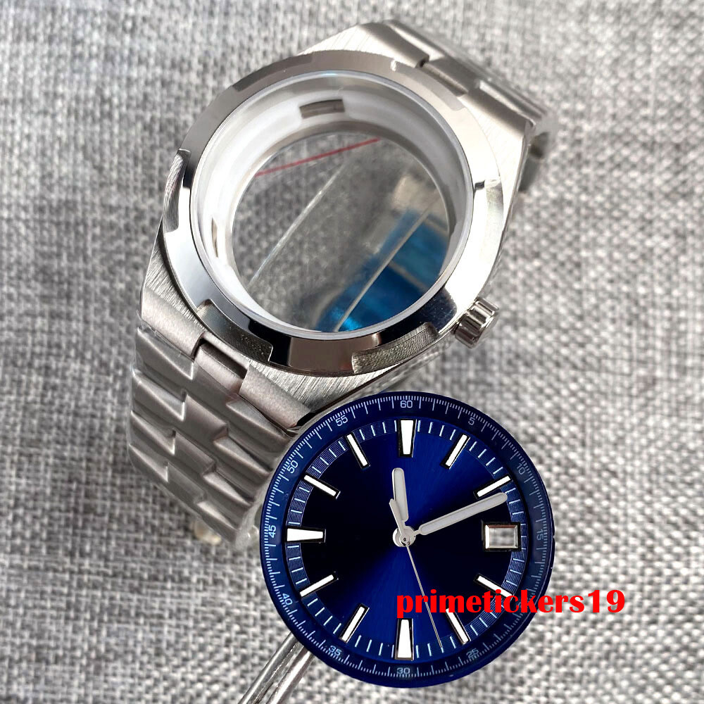 41mm Watch Case Transparent Back Bracelet Sapphire 33mm Dial Hands Fit NH35 Movt