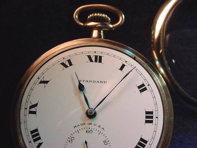 NEW YORK STANDARD 12 SIZE OPEN FACE GOLD FILLED WATCH–GREAT CASE!! #2411