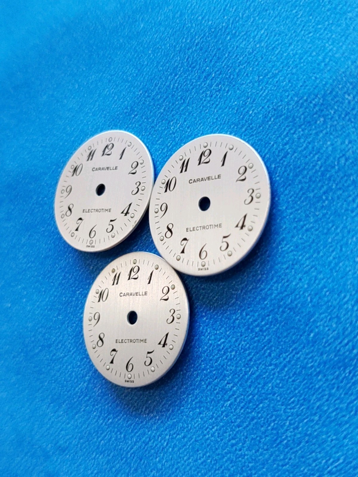 Caravelle Electrotime Swiss 6UDC 17mm Watch Dial. Brushed Silver. Original.