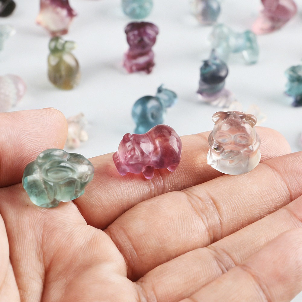 5-20pcs Mini Natural Fluorite Quartz Crystal Random Hand Carved Healing Reiki