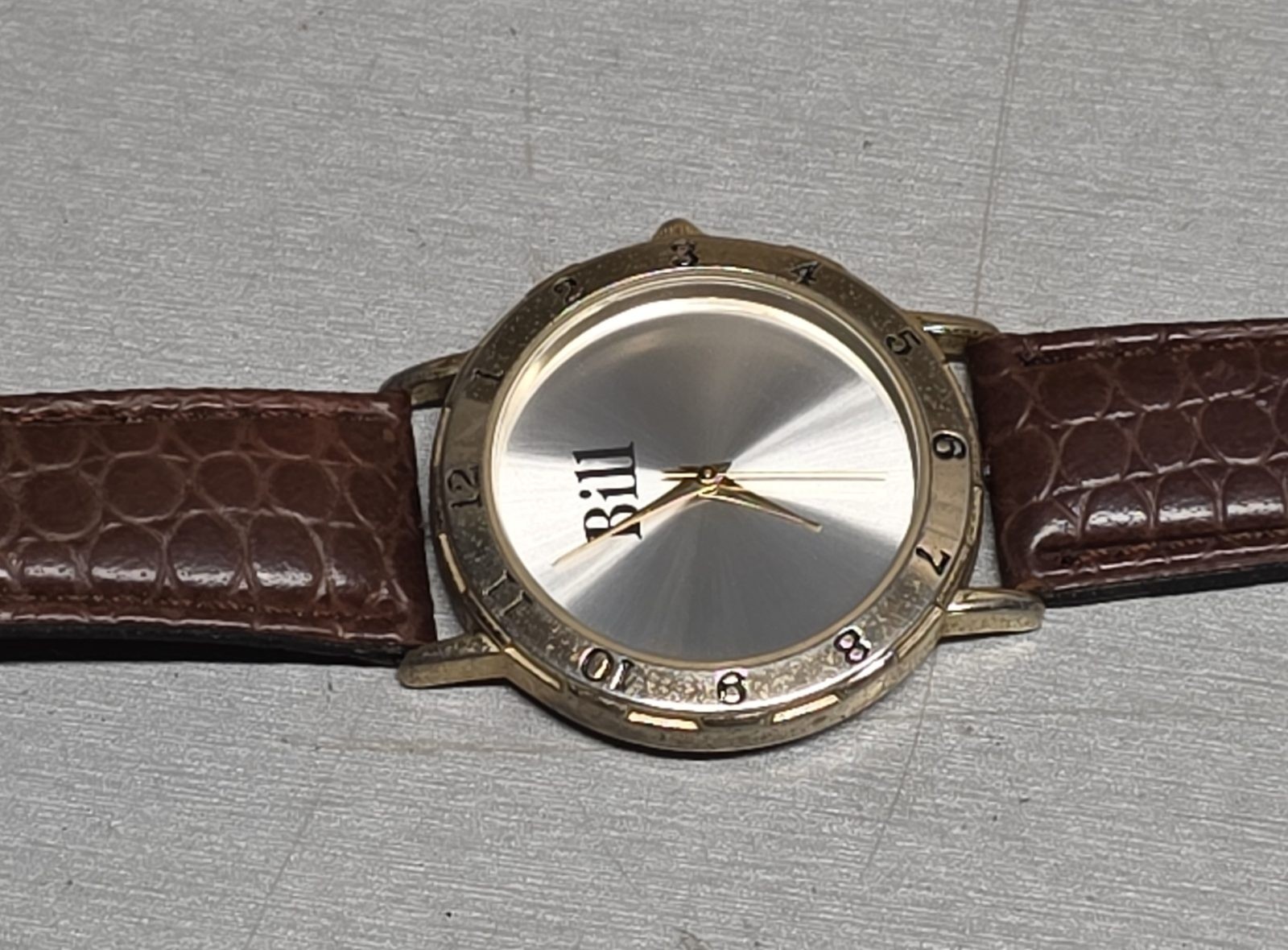 Milan MLN1019 Bill Quartz Watch Brown Faux Leather Strap Japan Movement