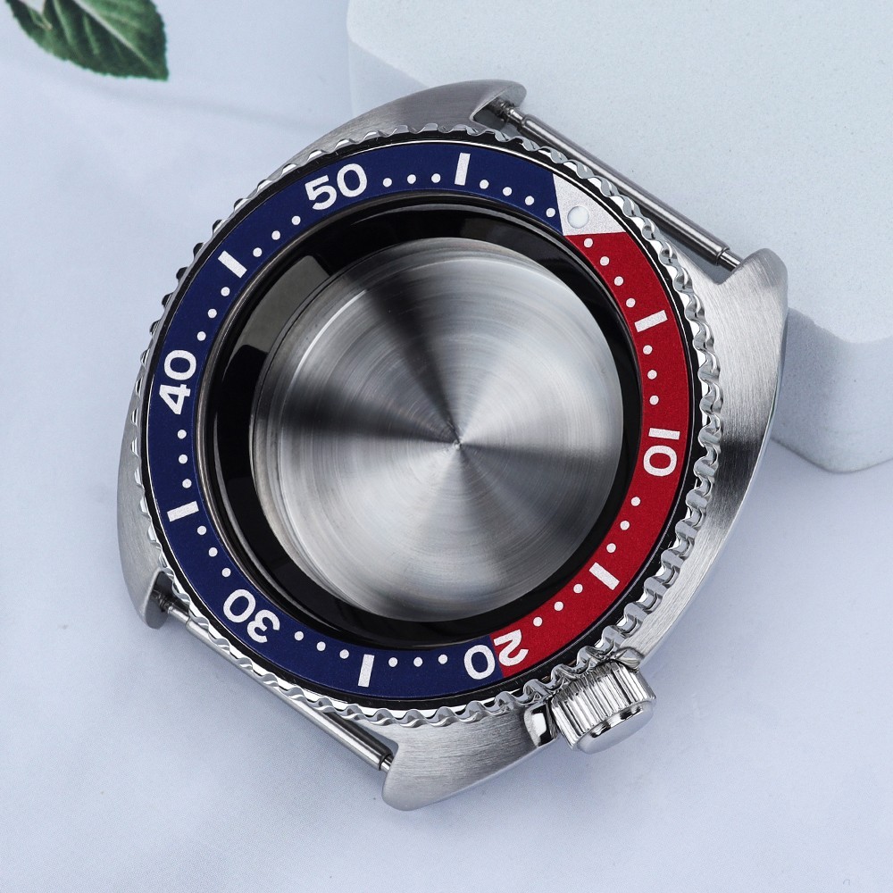 45mm Sapphire turtle Style Diver Watch Case Chapter Ring For Seiko NH35 Movement