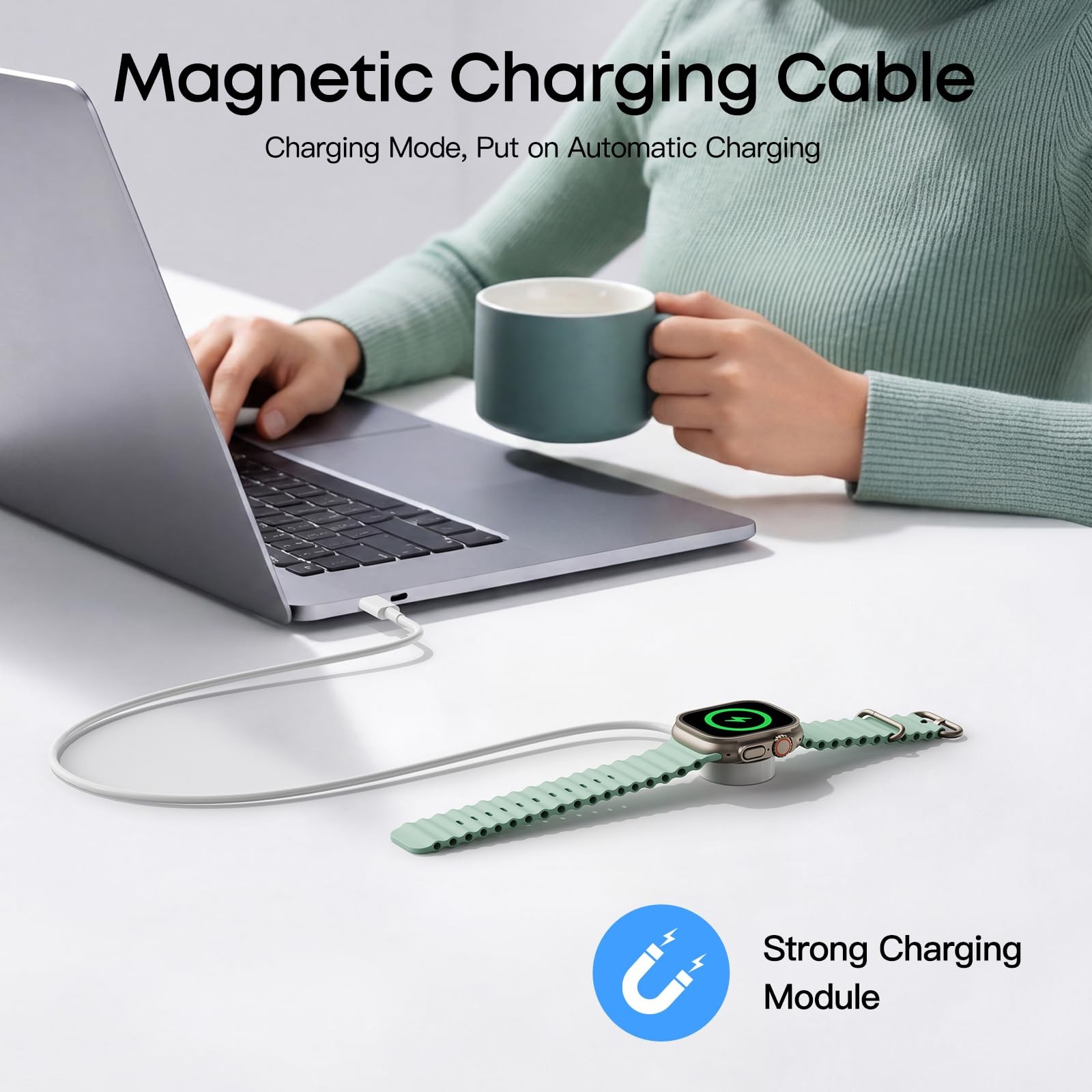 2026 Upgraded Wireless Charging USB-C 3.3FT Cable for Apple Watch Charger