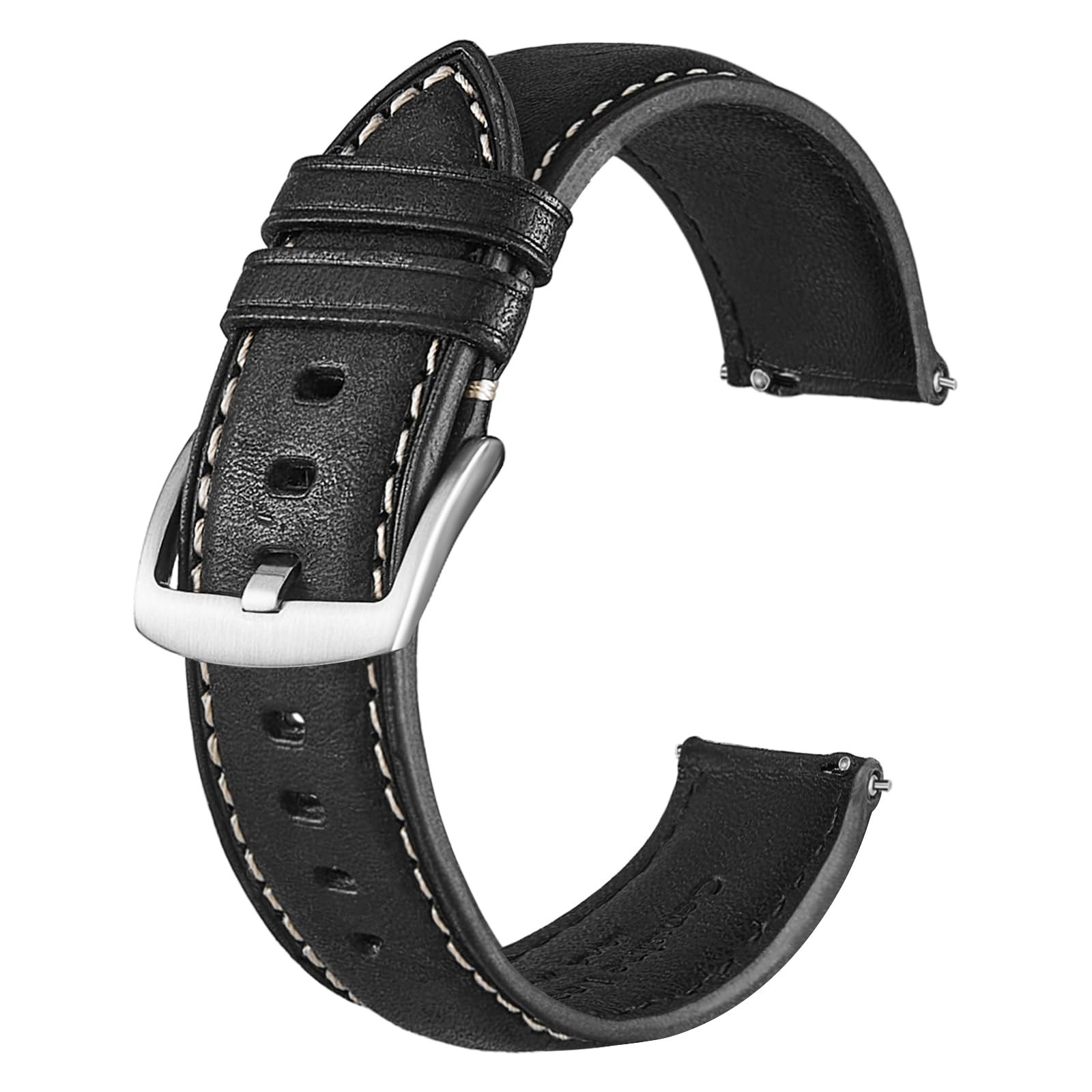 Genuine Leather Watch Band,Italian Pueblo Cowhide,Quick Release,Silver Buckle…