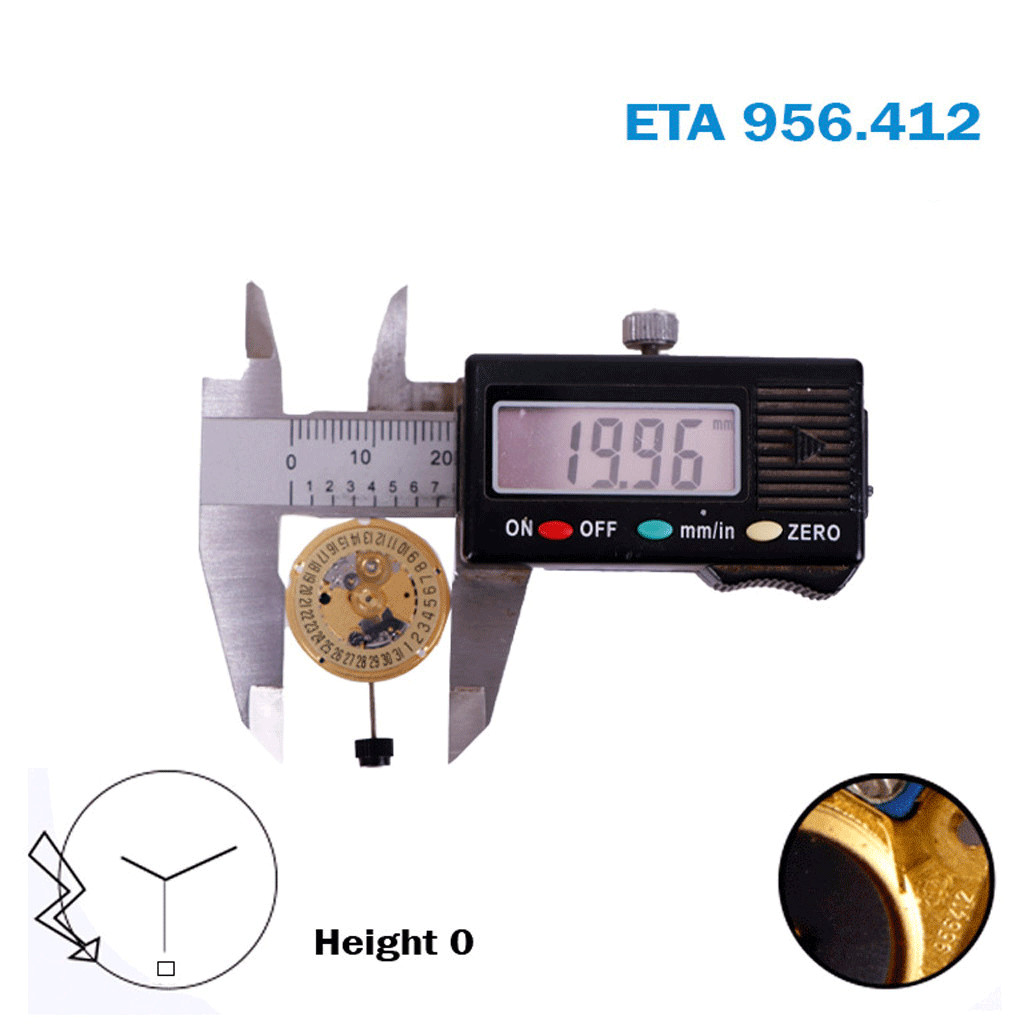 ETA 956.412 Swiss Made Quartz Movement-Gold Date Disk At 6- 3 Hands- Height :0.