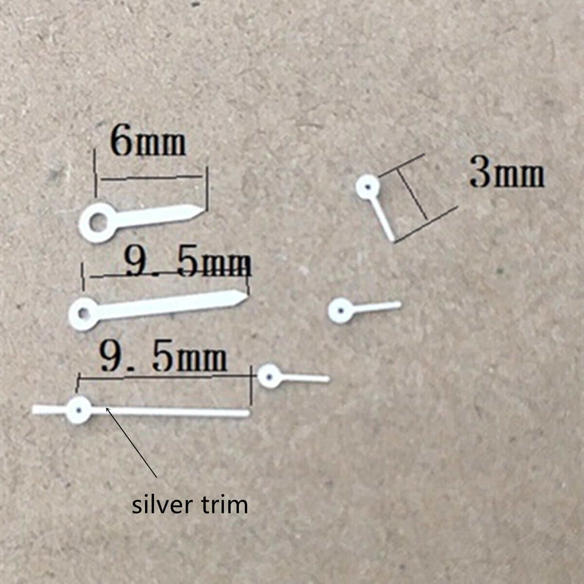 9.5mm Silver Trim Arrow Shape Watch Hand for Epson VX3J VX9J VX7J VX3N VX9N VX42