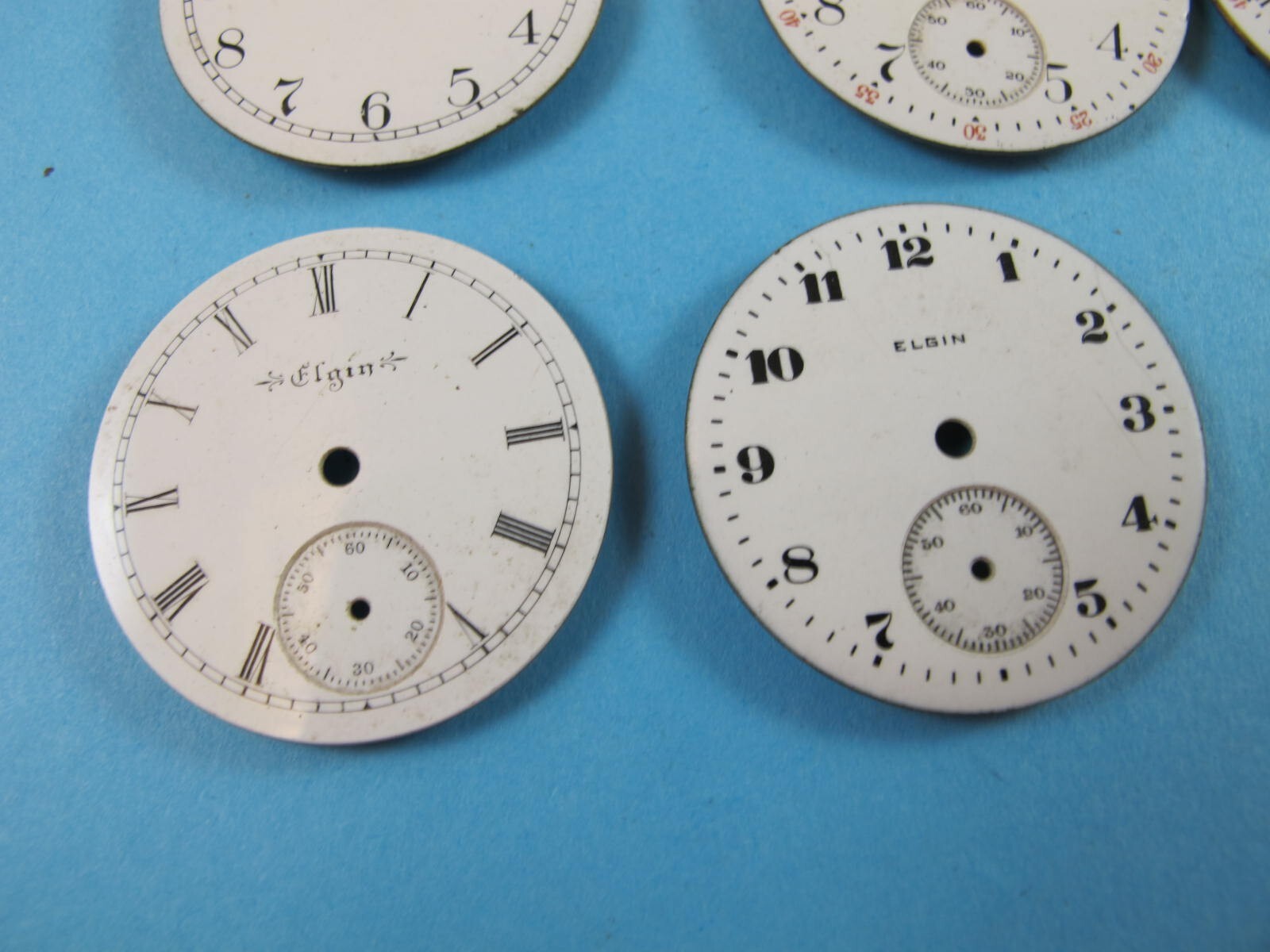 ELGIN ANTIQUE POCKET WATC DIALS 10 PIECES ONE SIZE 1.137 INCHES CLEAN LOOKERS