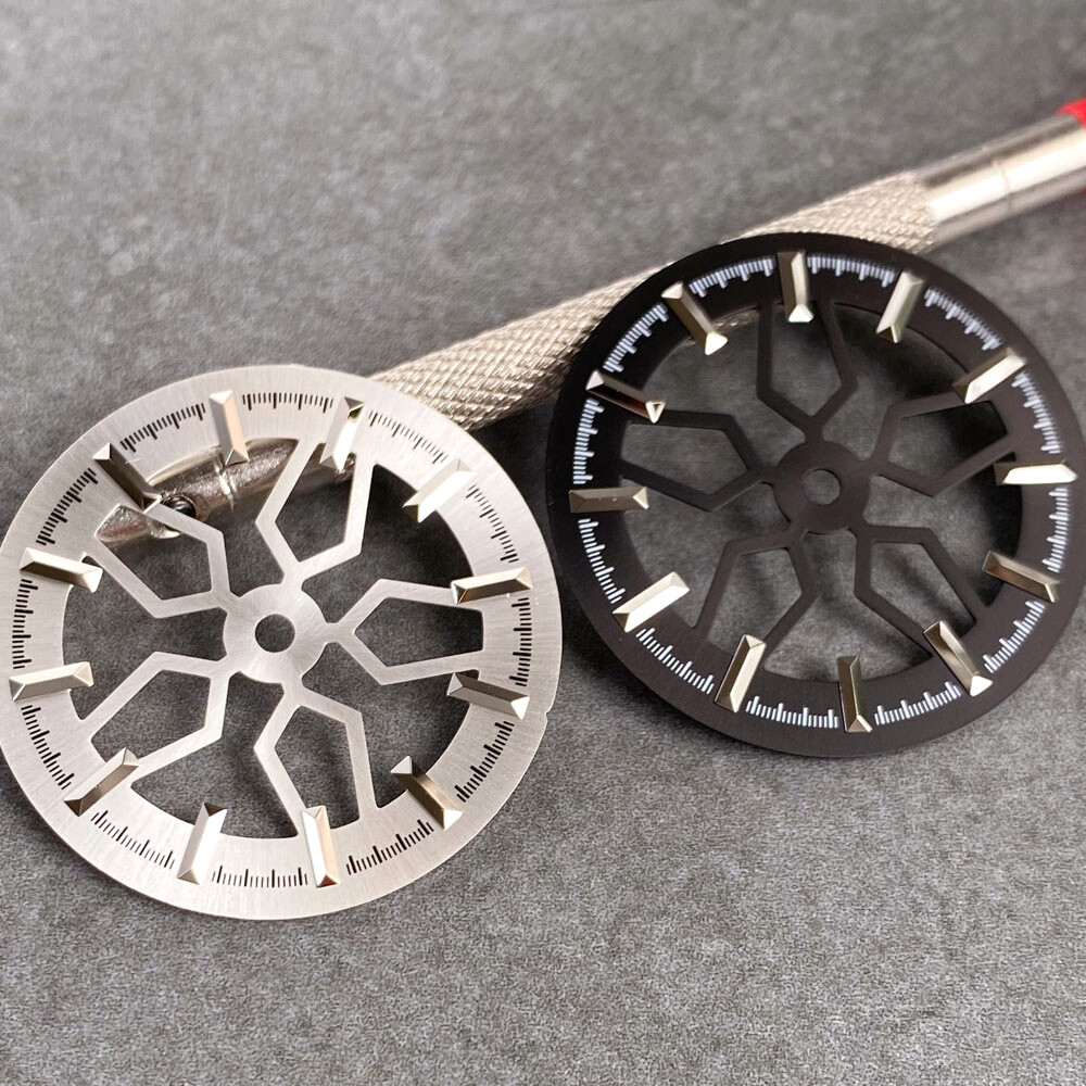 29mm Black Silver Skeleton Watch Dial for Jpan NH35A NH36A NH70A NH72A Movement