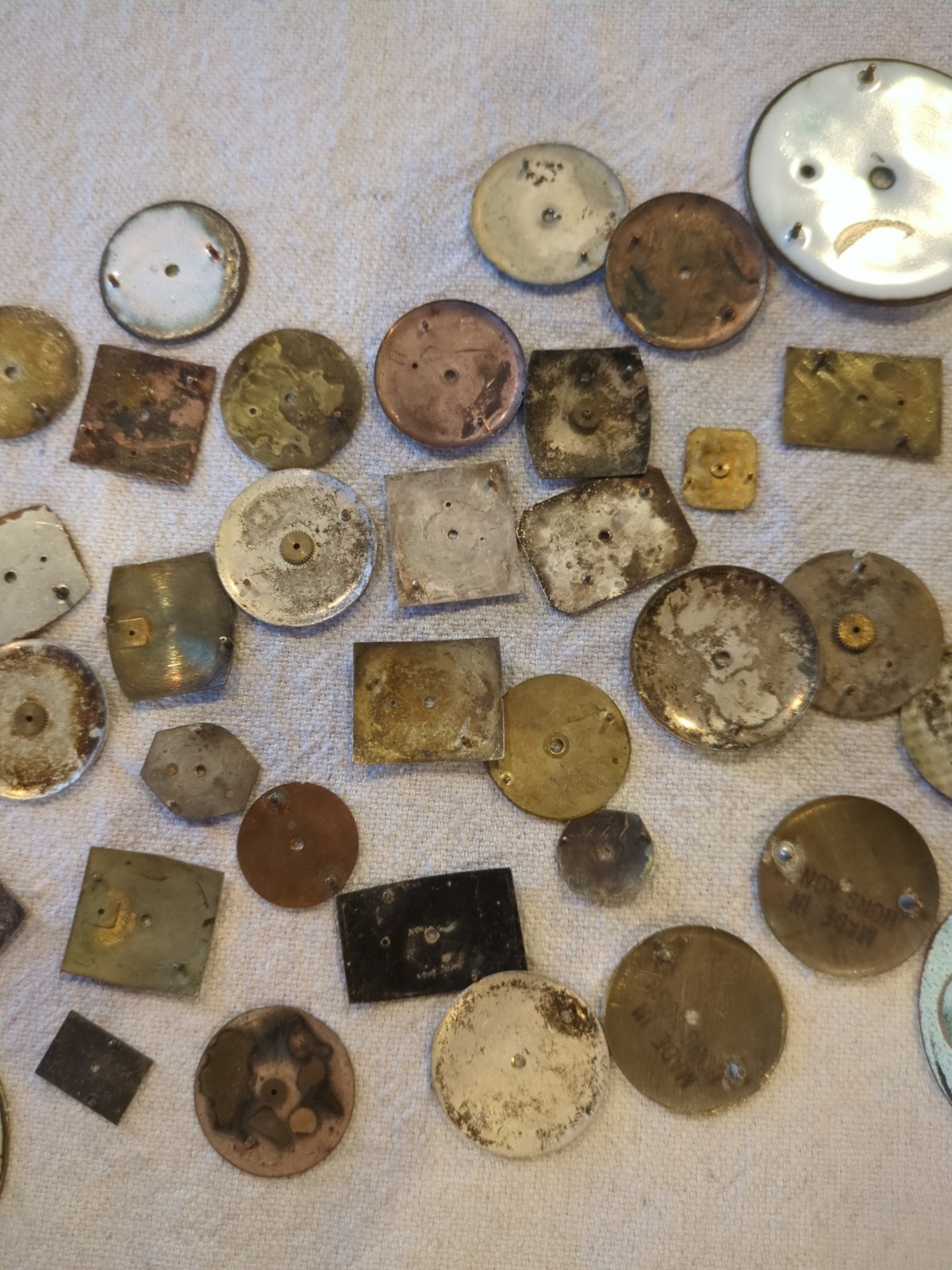 Lot of 55 Watch/Pocket Watch Dials. Wakmann, Bulova Accurton, Waltham, Sportsman