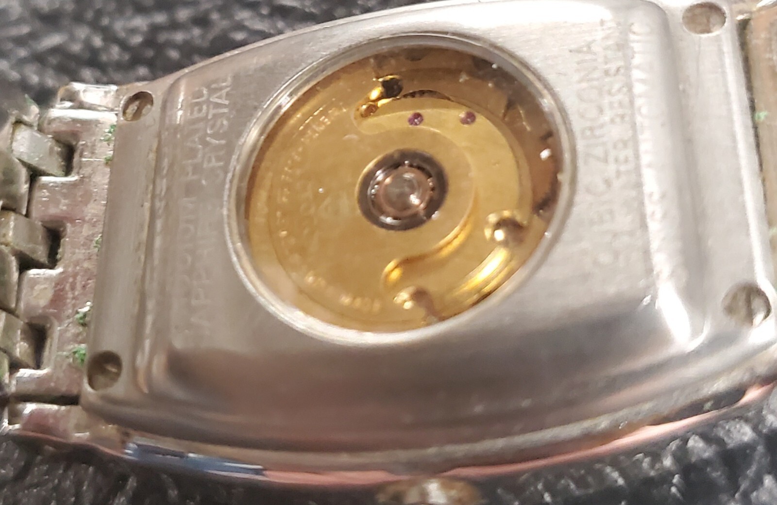Croton Automatic Gemmed Watch Sapphire Crystal Silver 25 Jewels Mother Of Pearl