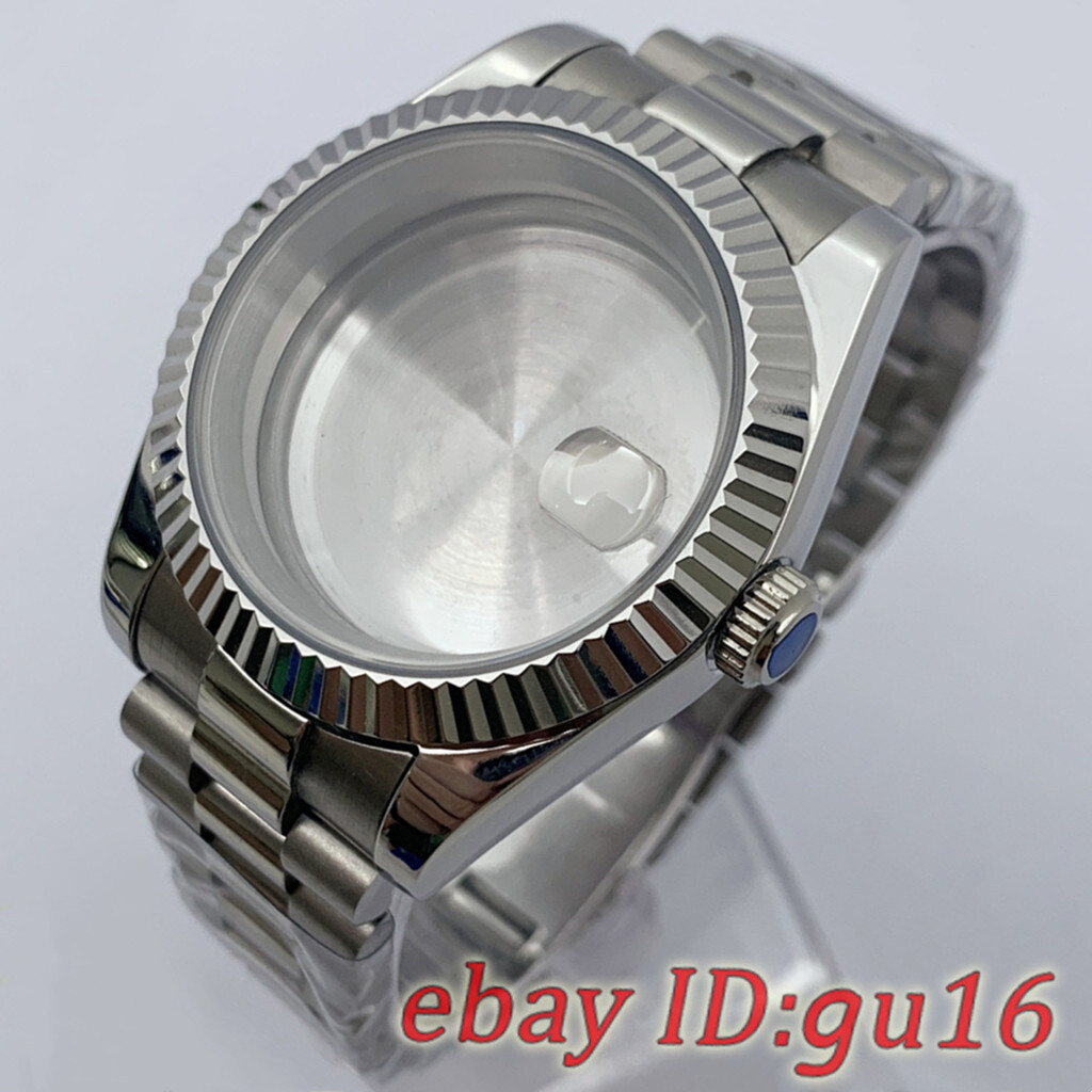 36mm/40mm NH35 NH36 Miyota 8215 ETA 2836 2824 Silver Watch Case President Strap