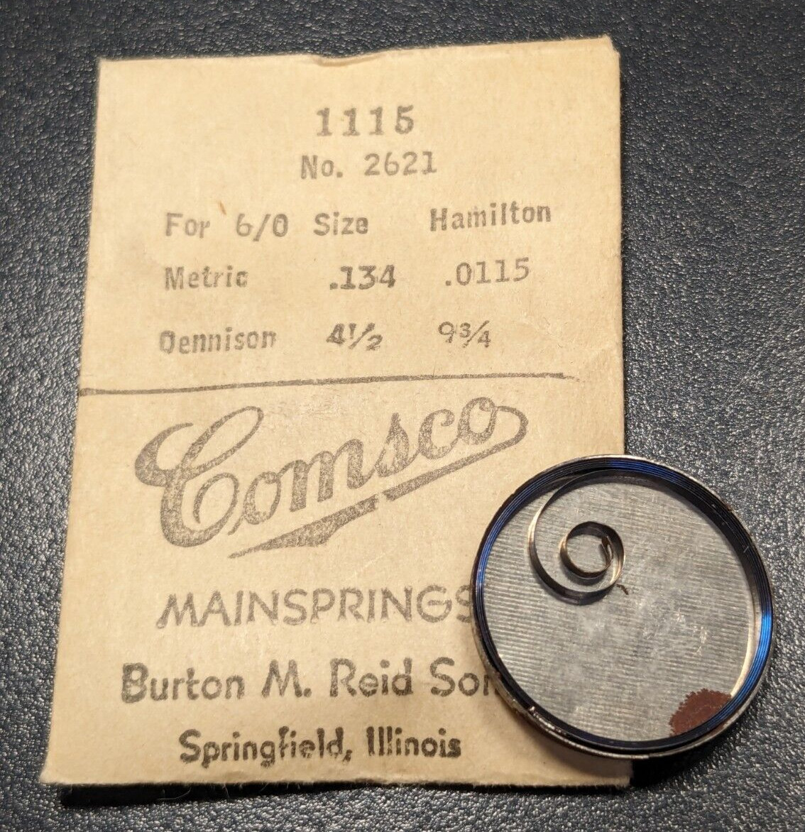 NOS Comsco Mainspring #1115 for Hamilton 6/0 Size Factory No. 2621
