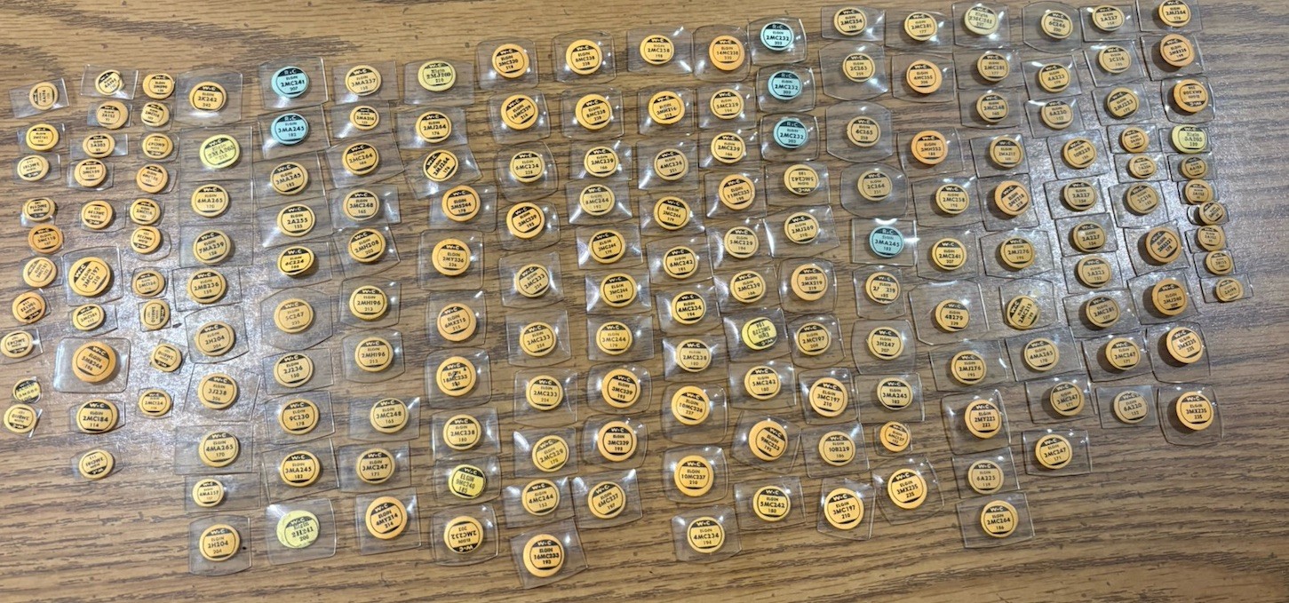 LOT OF 180 NOS Elgin Acrylic Watch Crystals Various Sizes.