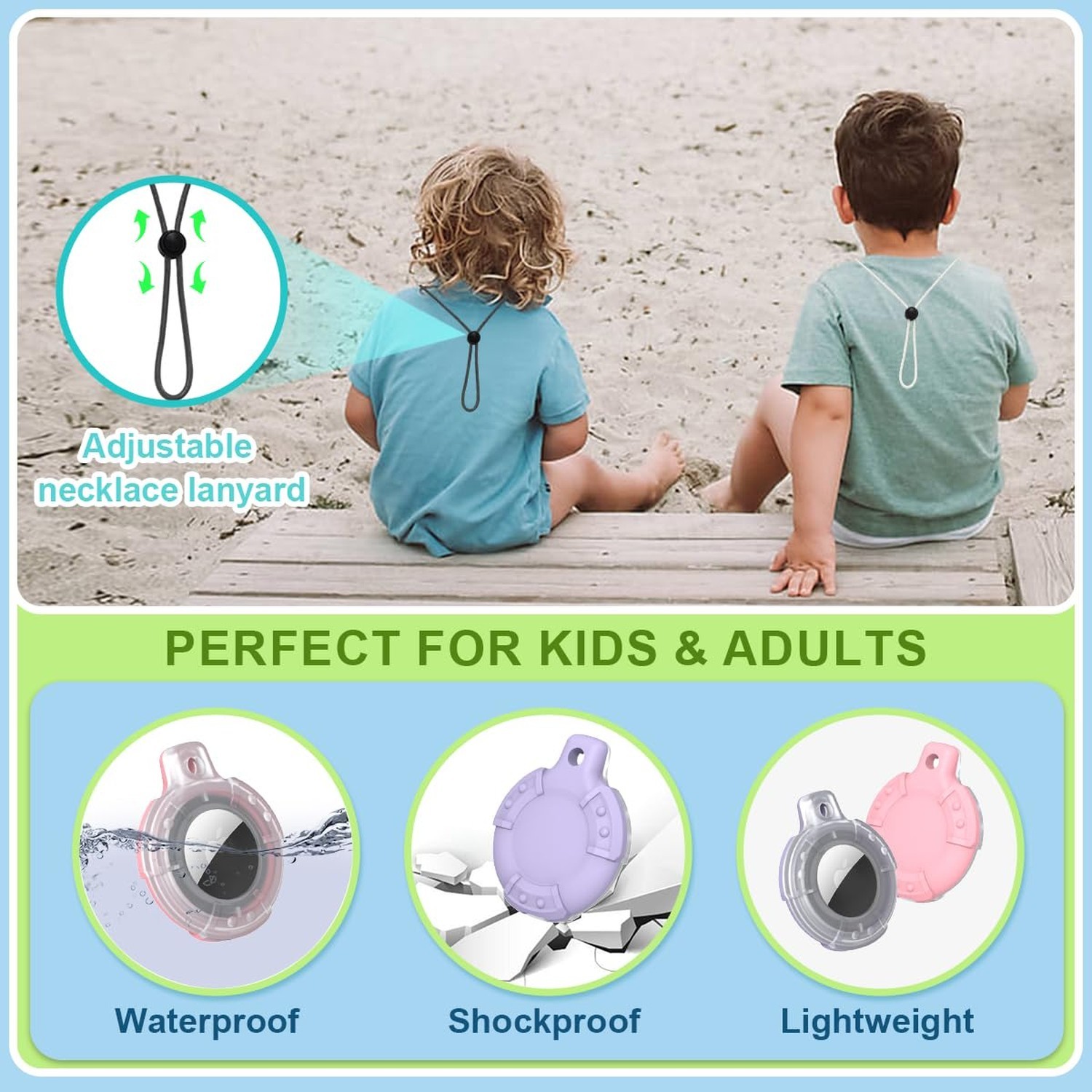 4 Pack for AirTag Bracelet & Air tag Necklace, Soft Silicone Wristband Air Ta…