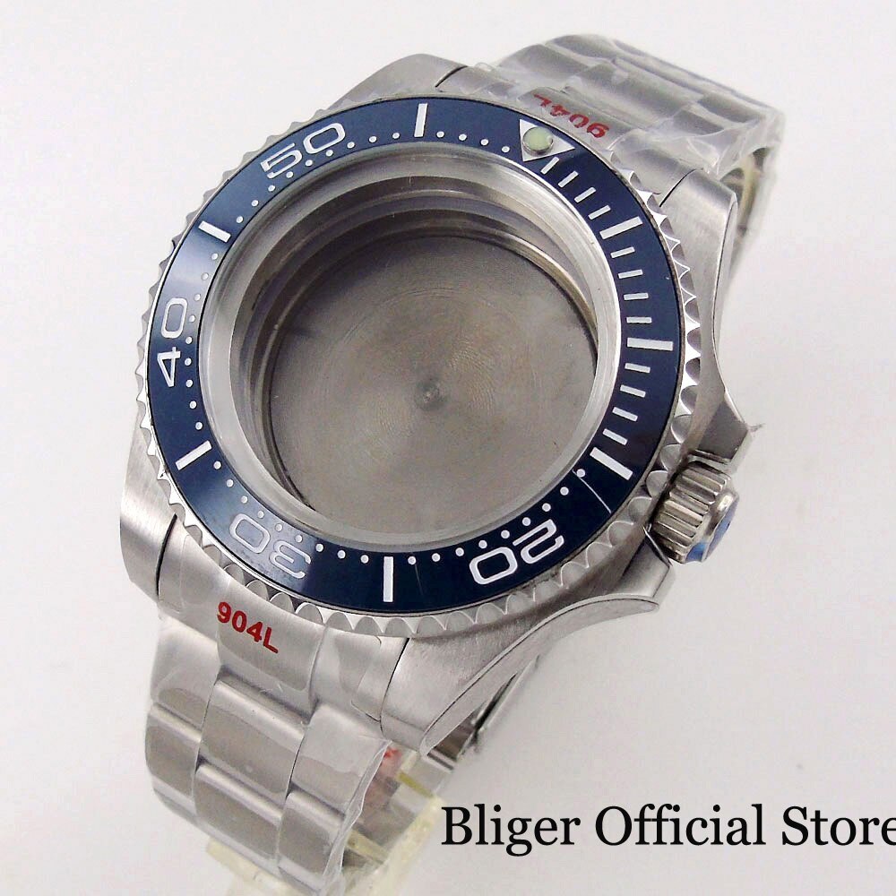 BLIGER fit NH35A NH36A SEA 43mm Watch Case Navy Blue Insert ETA2824 PT5000