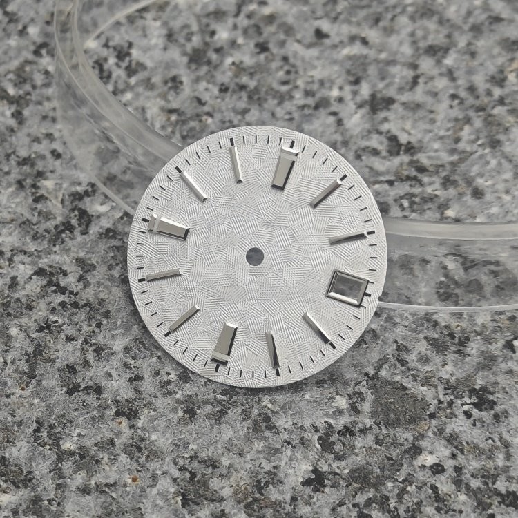 28.5mm Silver Textured Dial 3H Date BGW9 Lume Fit Auto Mod Part
