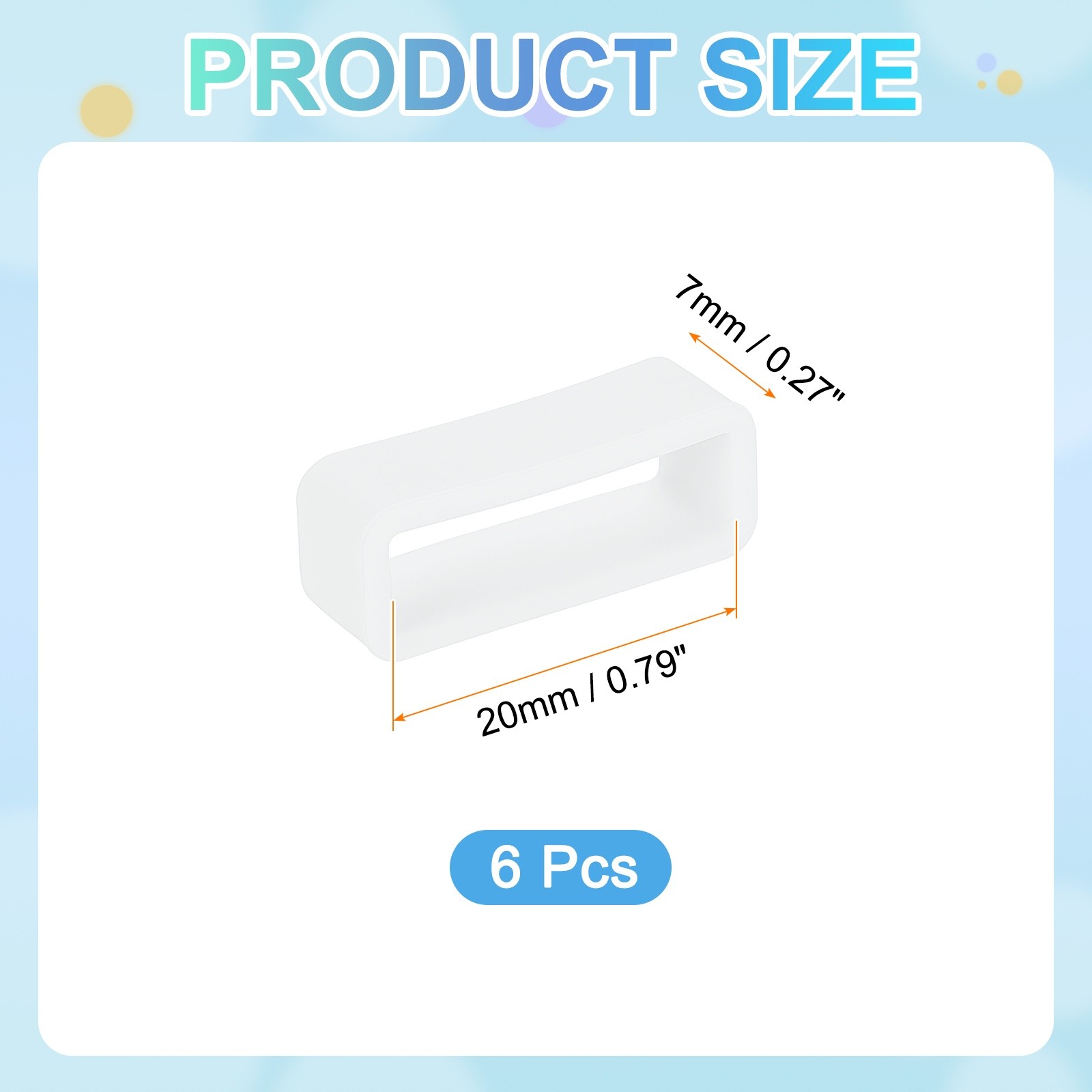6pcs 20mm silicone watch band for strap, transparent