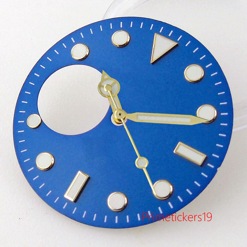 Fit NH38 Automatic Movement 29mm Black/Blue Watch Hollow Dial Hands Set Luminous