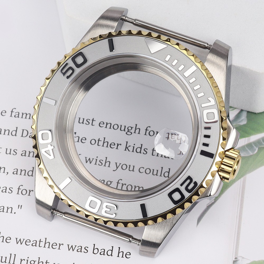 FEIYASHI Rotating Bezel Gold Steel Watch Case Sapphire 40mm For Seiko NH35 NH36