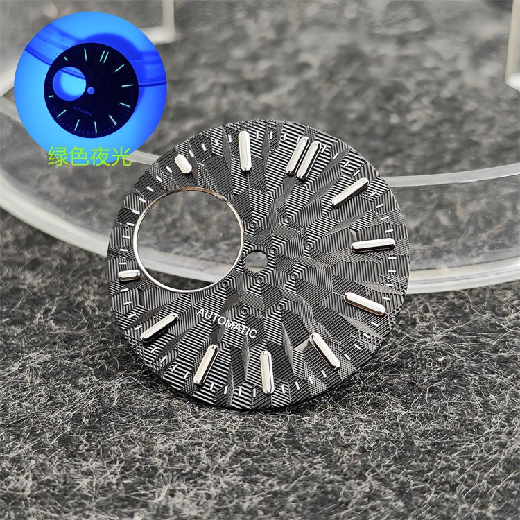 28.5mm Mechanical Watch Dial Green Luminous For Nh34 Nh38 Movement Accessories