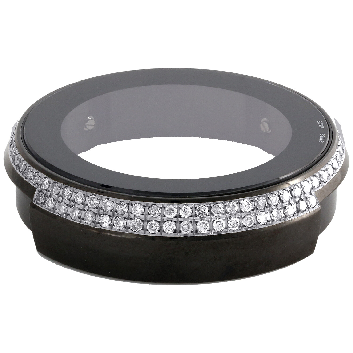 Men’s Digital Gucci Diamond Watch Half Case Black PVD Steel Ya114207 1.50 CT.
