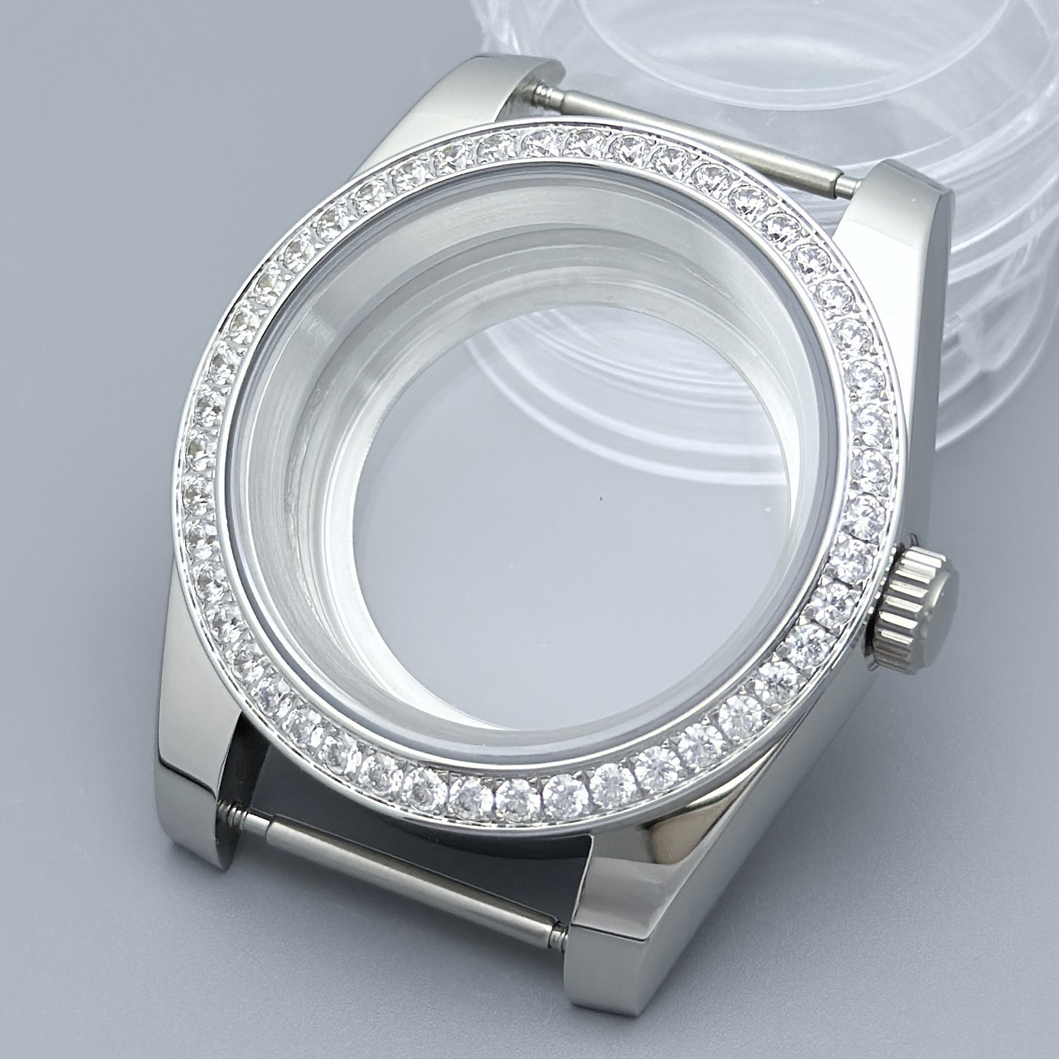 36mm/39mm Diamond-set Stainless Watch Case Sapphire For NH35 NH36 Movement Parts