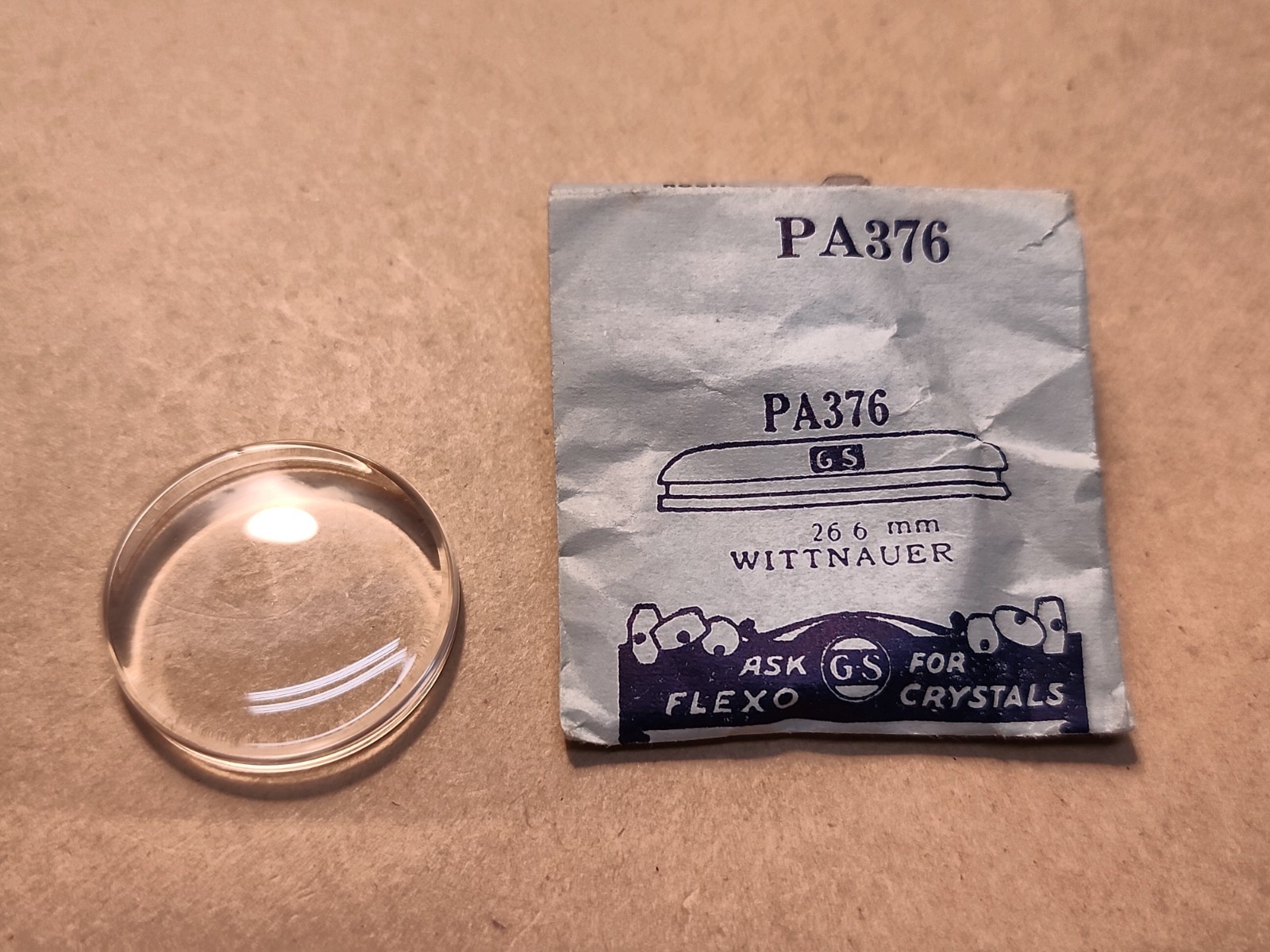 Vintage NOS GS PA376 26.6mm Wristwatch Crystal For Wittnauer